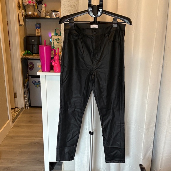 LOFT Charcoal Faux Leather Trousers - Picture 1 of 4